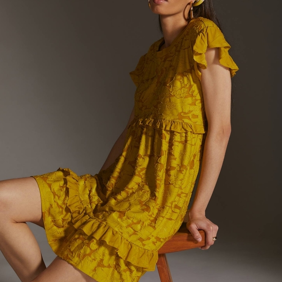 Anthropologie Dresses Anthropologie Ruffle Knit Mini Dress Poshmark